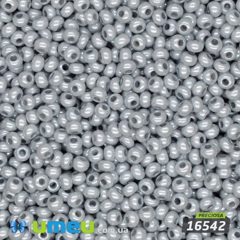Бісер чеський №855/16542, Сірий світлий, Перламутровий, 10/0 (BIS-043973)