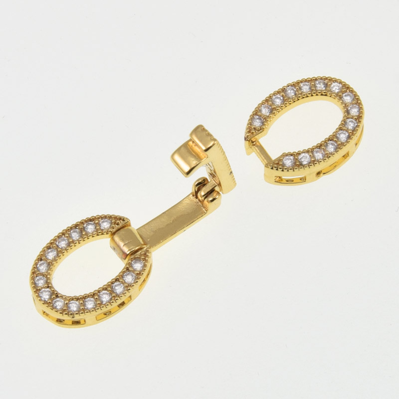 Застёжка, 27х8,5 мм, Латунь с покрытием 18 kt, Куб. цирконий (ZAM-060829)