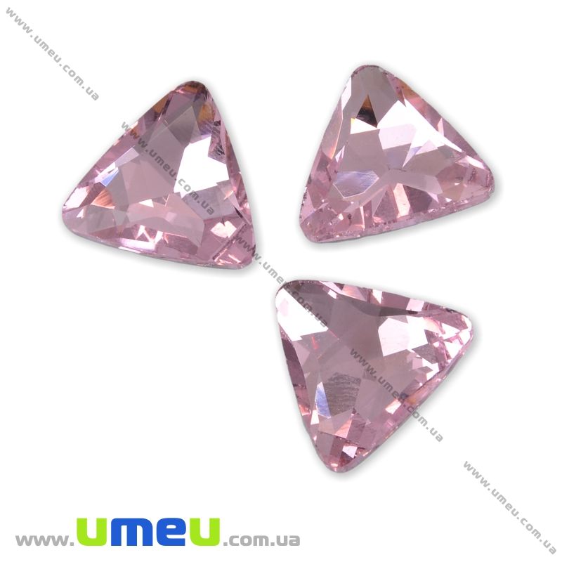 Риволи стеклянный, Треугольный граненый, 18х18 мм, Розовый, 1 шт (KAB-010016)