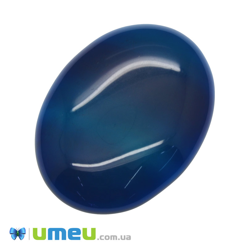 Кабошон нат. камінь Агат синій, Овал, 40х30 мм (KAB-050596)