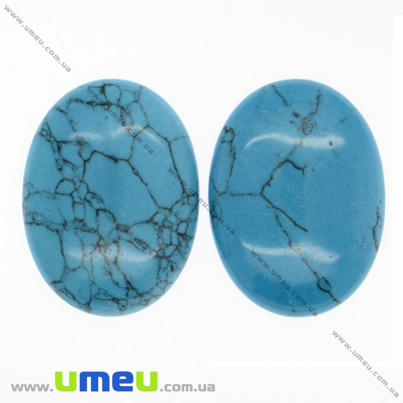 Кабошон нат. камінь Бірюза (син.), Овал, 40х30 мм (KAB-009421)