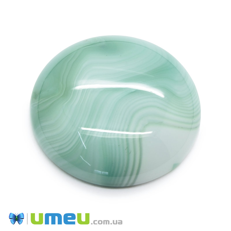 Кабошон нат. камінь Агат зелений, Круглий, 24,9 мм (KAB-050013)