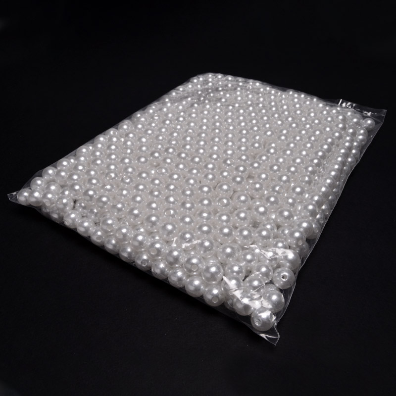 Намистини для сумок ОПТ, Пластикові, Круглі Перли, 10 мм, Білі (BUS-054480)