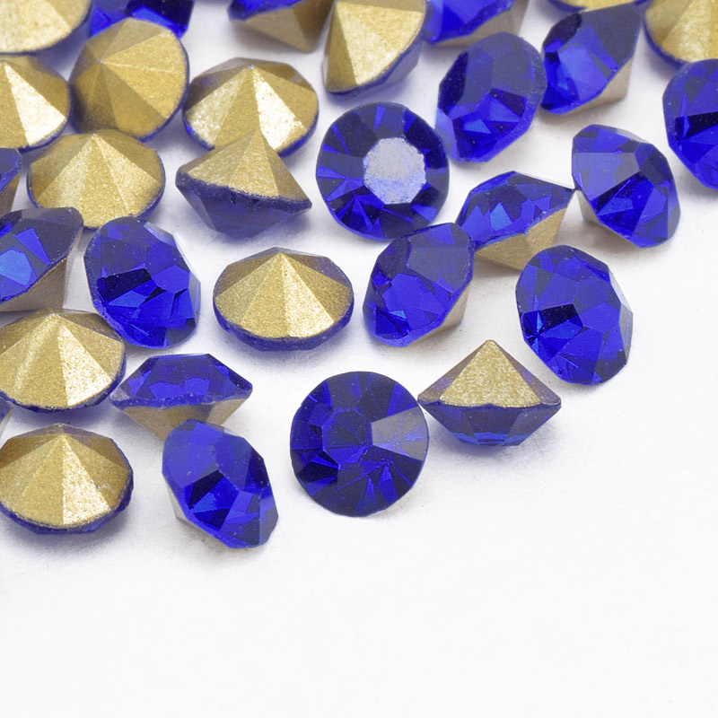 Стрази скляні конусні SS16 (3,8 мм), Сині (STR-059354)