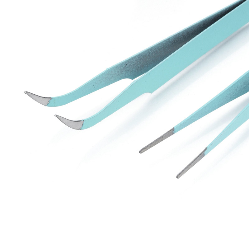Набор пинцетов из нержавеющей стали, 11,5 см, Бирюзовый (INS-053910)