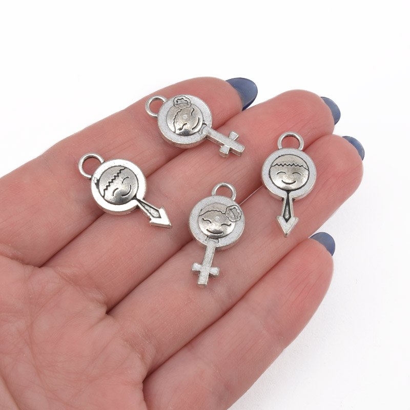 Набір підвісок метал. Знак Марса і Венери, Темне срібло (POD-060742)