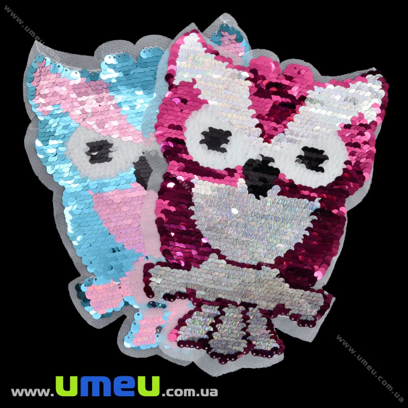 Аппликация пришивная двухсторонняя Сова, 21х15 см, Бирюзовая (APL-027751)