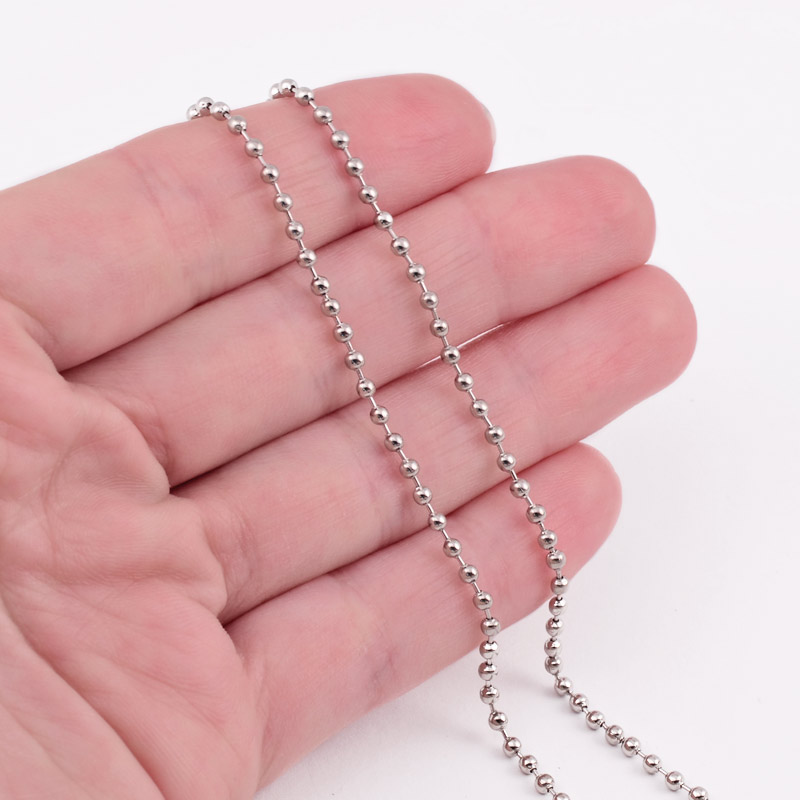 Ланцюг з кульками, Темне срібло, 2 мм (ZEP-040227)