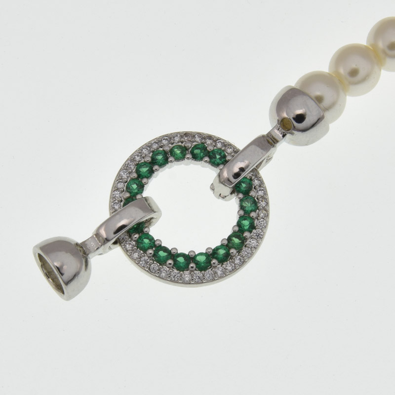 Застібка, 36х18 мм, Латунь з покриттям Родій, Куб. цирконій (ZAM-060834)