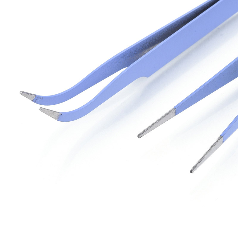Набір пінцетів з нержавіючої сталі, 11,5 см, Бузковий (INS-053912)
