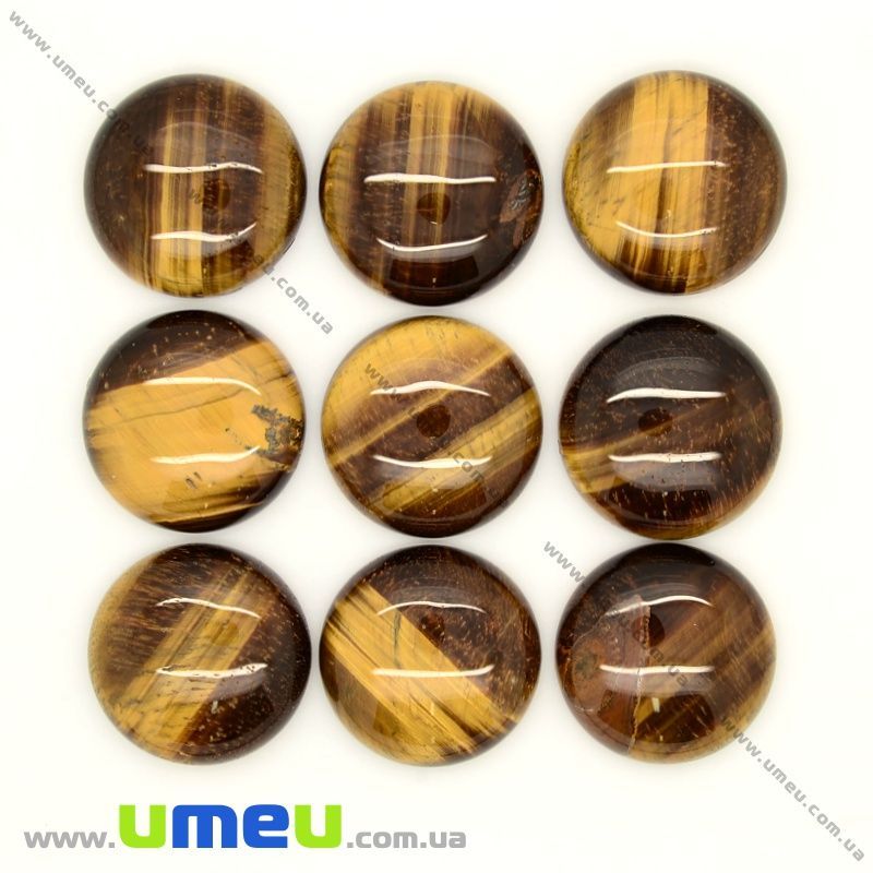 Кабошон нат. камінь Тигрове око, Круглий, 25 мм (KAB-019932)