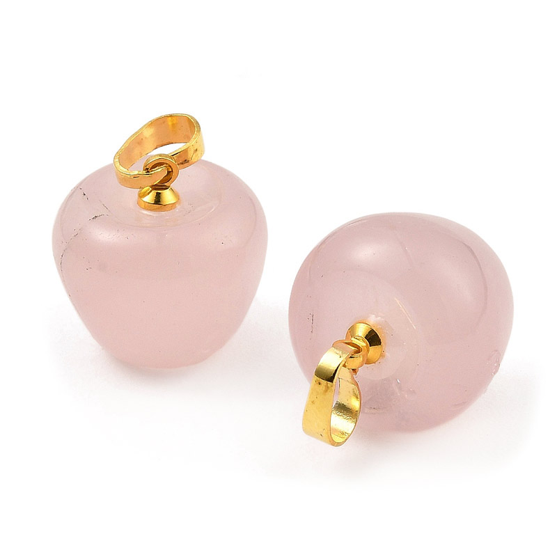 Підвіска Яблуко, Натур. камінь Кварц рожевий, 14,5х14 мм (POD-058579)