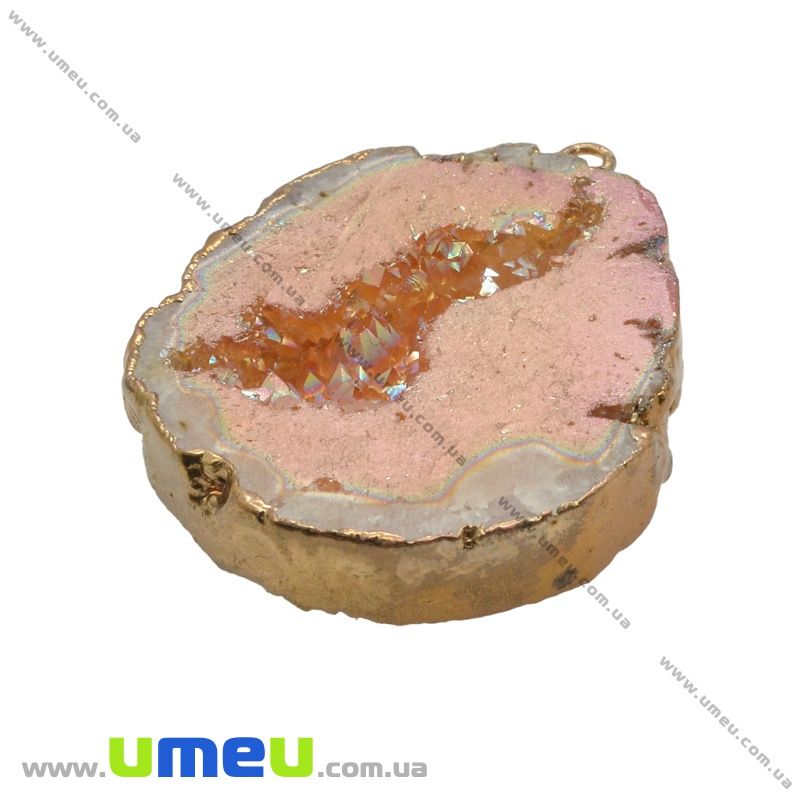 Підвіска з натурального каменю, Друза агату, Помаранчева, 50х41 мм (POD-033057)