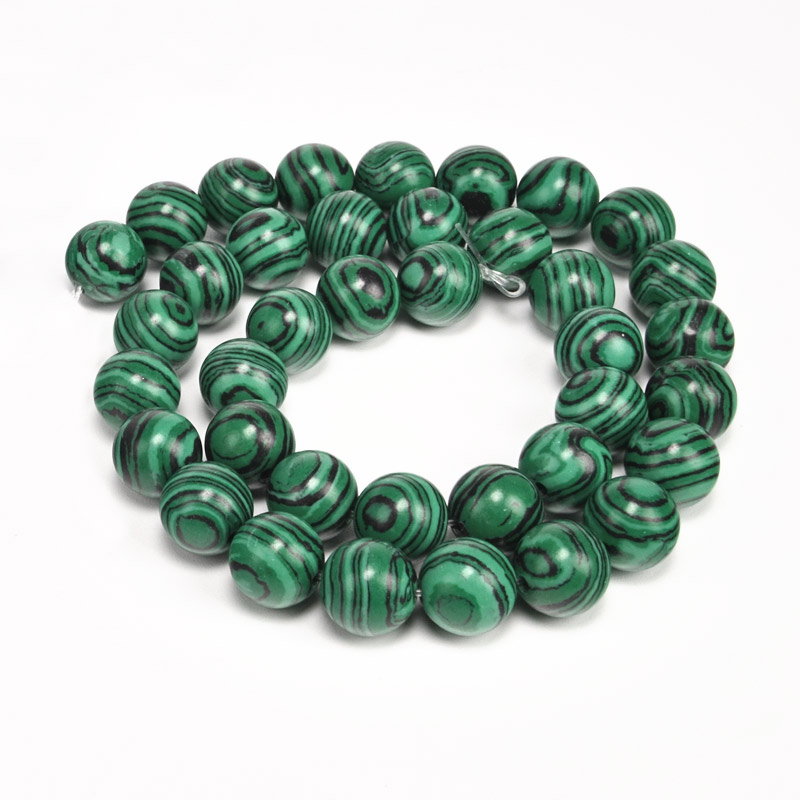 Намистини Малахіт, Синт. камінь, 10 мм, Круглі (BUS-053935)