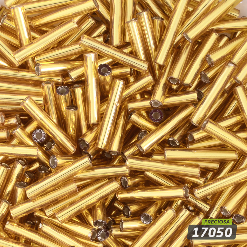 Бісер чеський Стеклярус 5, №17050, Золотистий блискучий, 12 мм (BIS-051318)