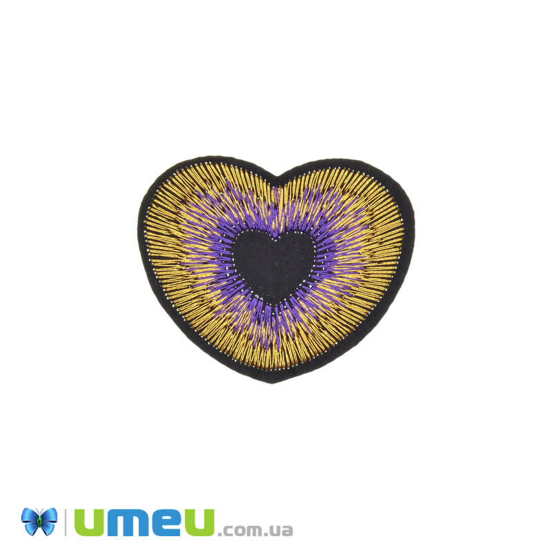 Термоаплікація Серце, 5х4 см, Золотисто-бузкова (APL-042445)