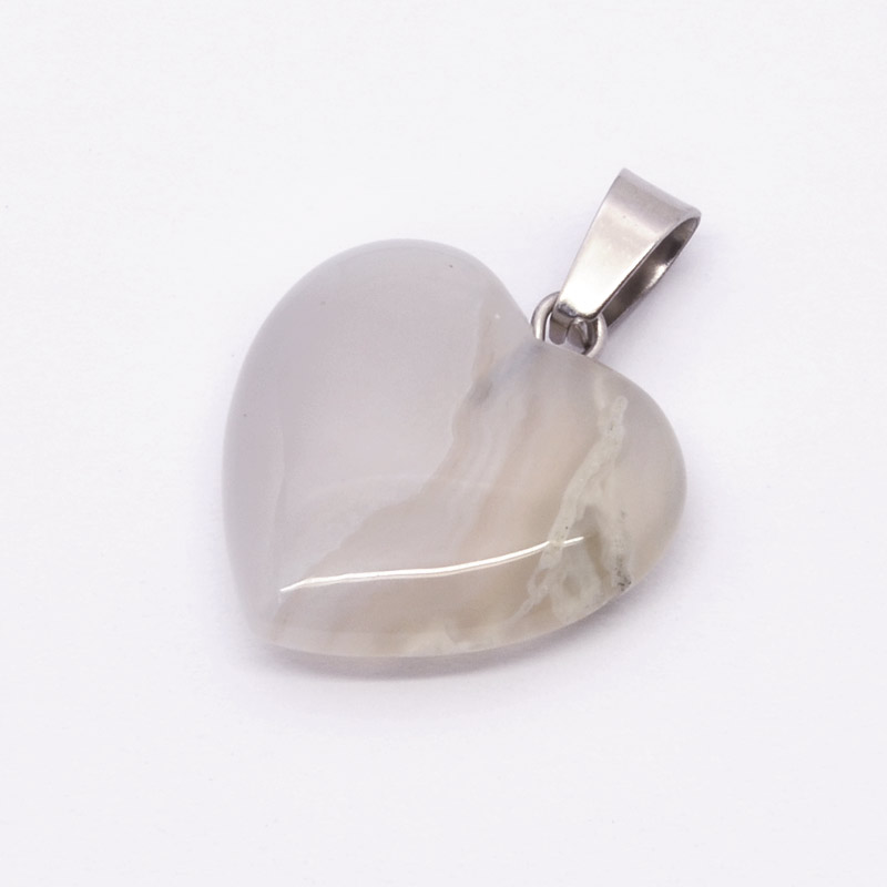Подвеска Сердце, Натур. камень Агат серый, 20х20 мм (POD-054353)