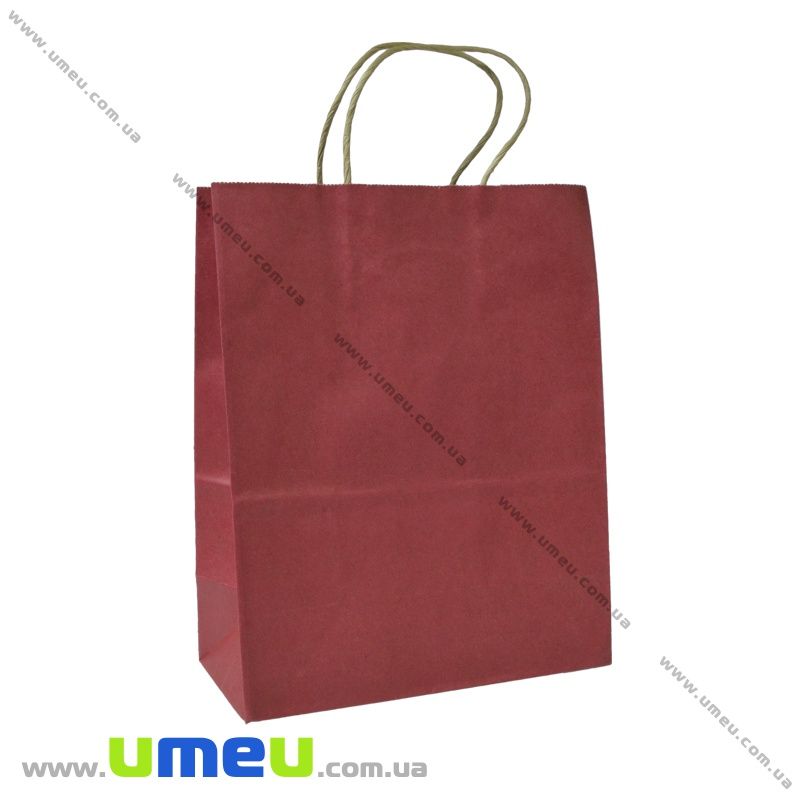 Подарунковий пакет з крафт паперу, 27х21х11 см, Червоний (UPK-036291)