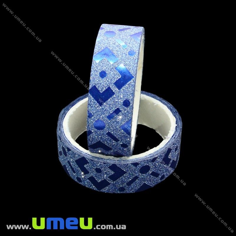 Декоративний скотч гліттерний, 15 мм, Синій (DIF-021223)