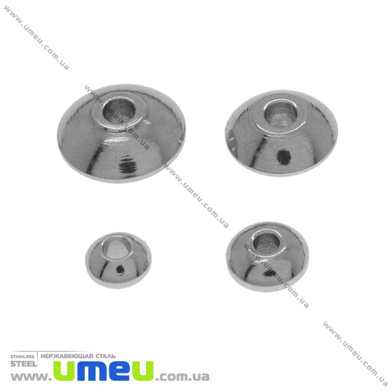 Намистина з нержавіючої сталі Біконус, 8х4 мм, Темне срібло (STL-036509)