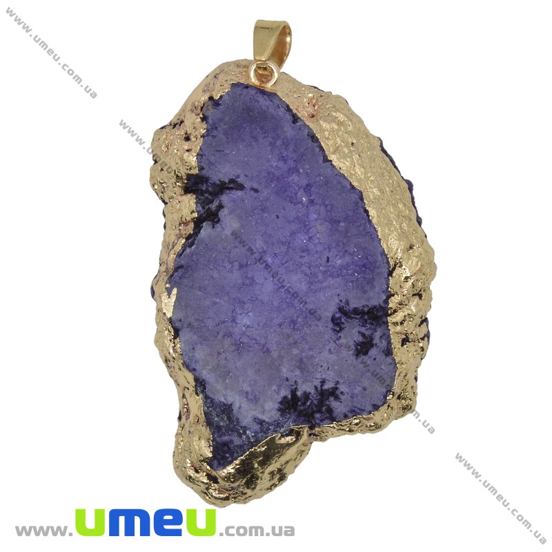 Подвеска из натурального камня, Друза агата, Фиолетовая, 63х37 мм (POD-034049)