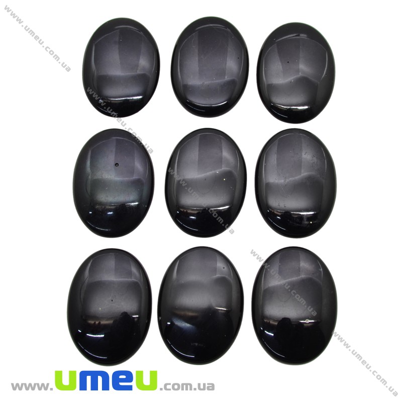 Кабошон нат. камінь Обсідіан чорний, Овал, 29х21 мм (KAB-028849)