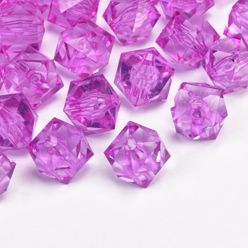 Намистини для сумок ОПТ Акрилові, Куб гранований, 11,5х10 мм, Бузкові (BUS-059942)