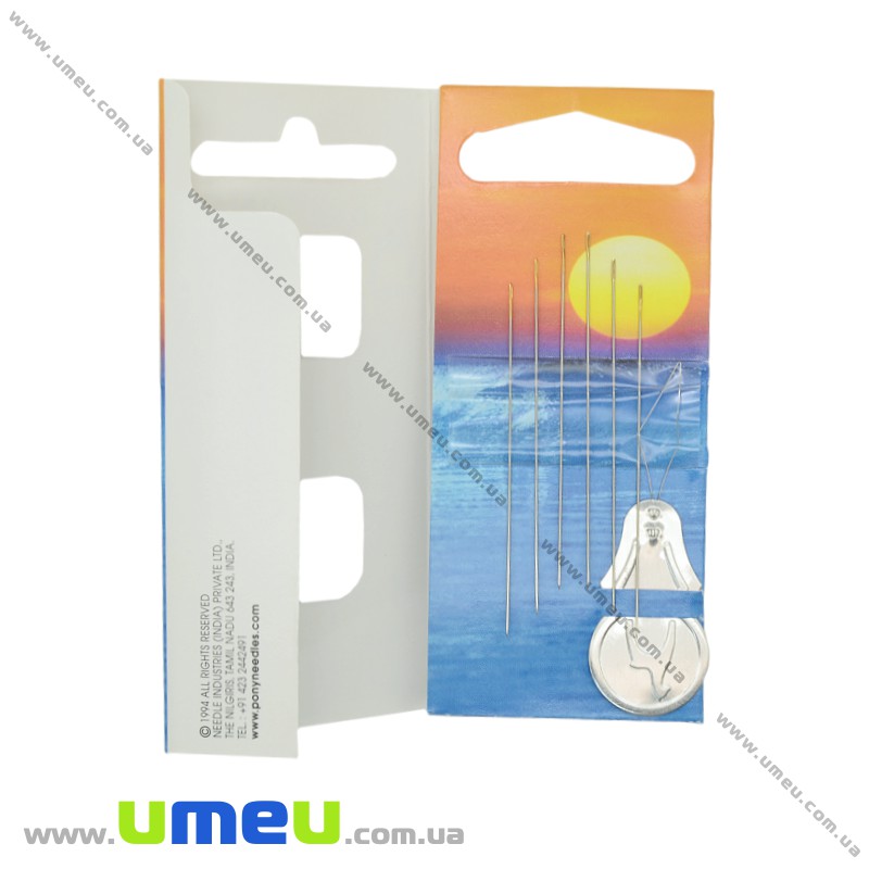 Набір бісерних голок №11 з нитковдевателем PONY, 6 шт (UPK-008693)