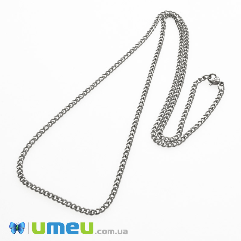 Основа на шию з нерж. ст., Темне срібло, 3 мм, 60 см (STL-049613)