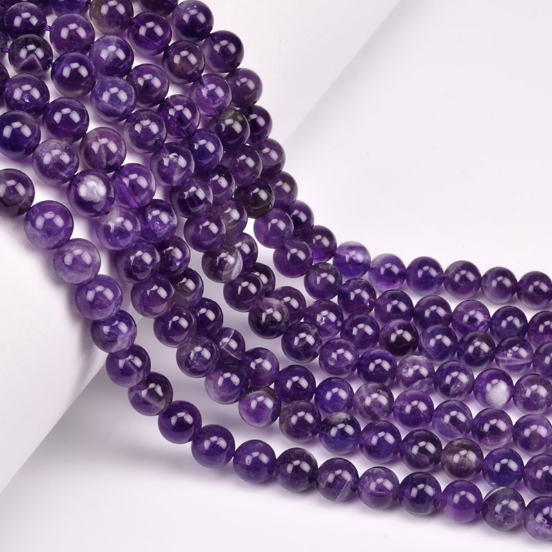 Намистини Аметист, Натур. камінь, 6,5 мм, Круглі (BUS-051714)