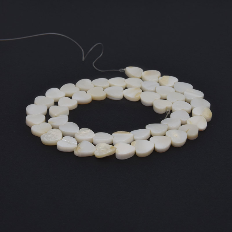 Намистини Перламутр білий, Натур. камінь, 9 мм, Серце (BUS-058097)