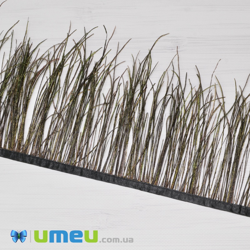 Пір'я павича на стрічці, 12-16 см, Зелені натуральні (PER-038986)