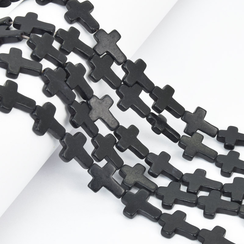 Намистини Бірюза пофарбована, Синт. камінь, 16х12 мм, Хрест (BUS-057683)