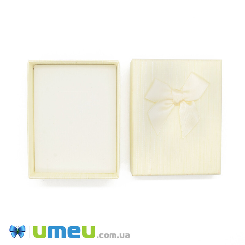 Подарочная коробочка Прямоугольная в полоску, 9х7х3 см, Кремовая (UPK-042818)