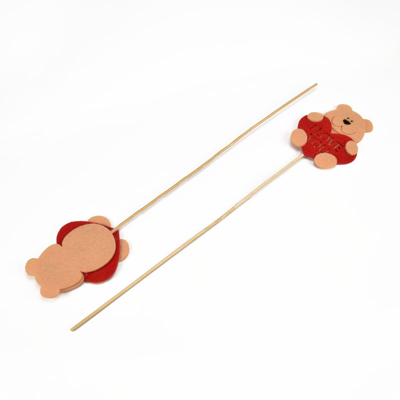 Декоративний виріб з фетру топер "Ведмедик з серцем", 7х6 см (FLT-057006)