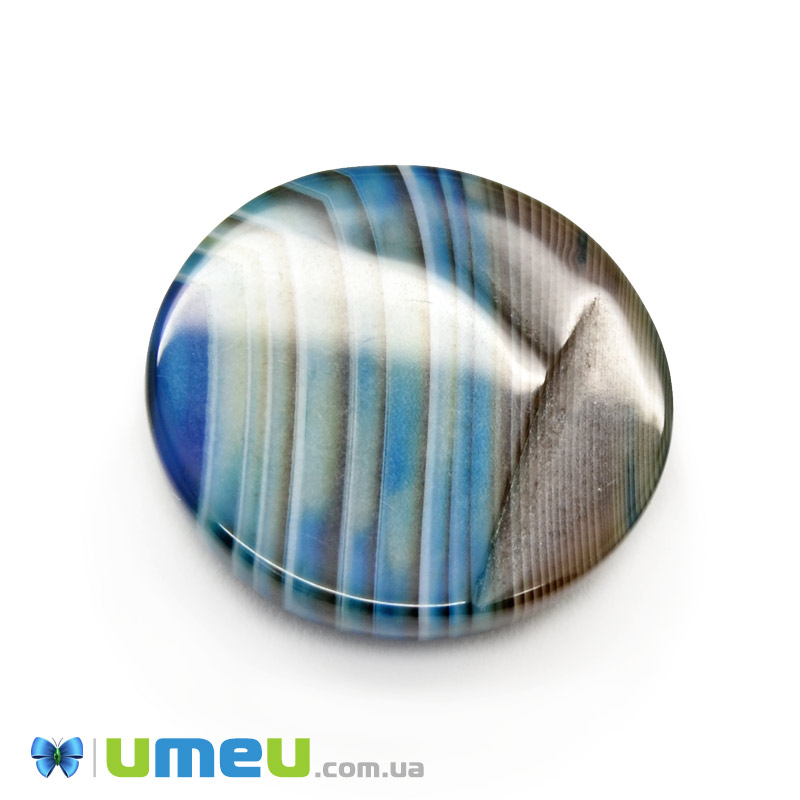 Кабошон нат. камінь Агат синій, Круглий, 20,1 мм (KAB-049982)