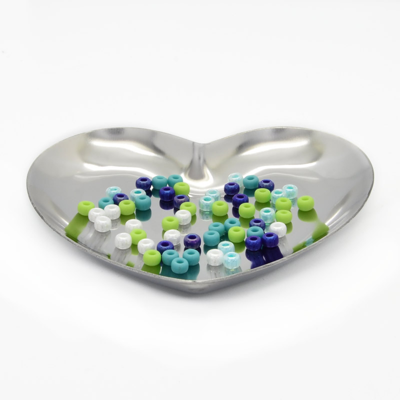 Декоративна тарілка із нерж. ст., 90х85х10 мм, Серце, Темне срібло (INS-051978)