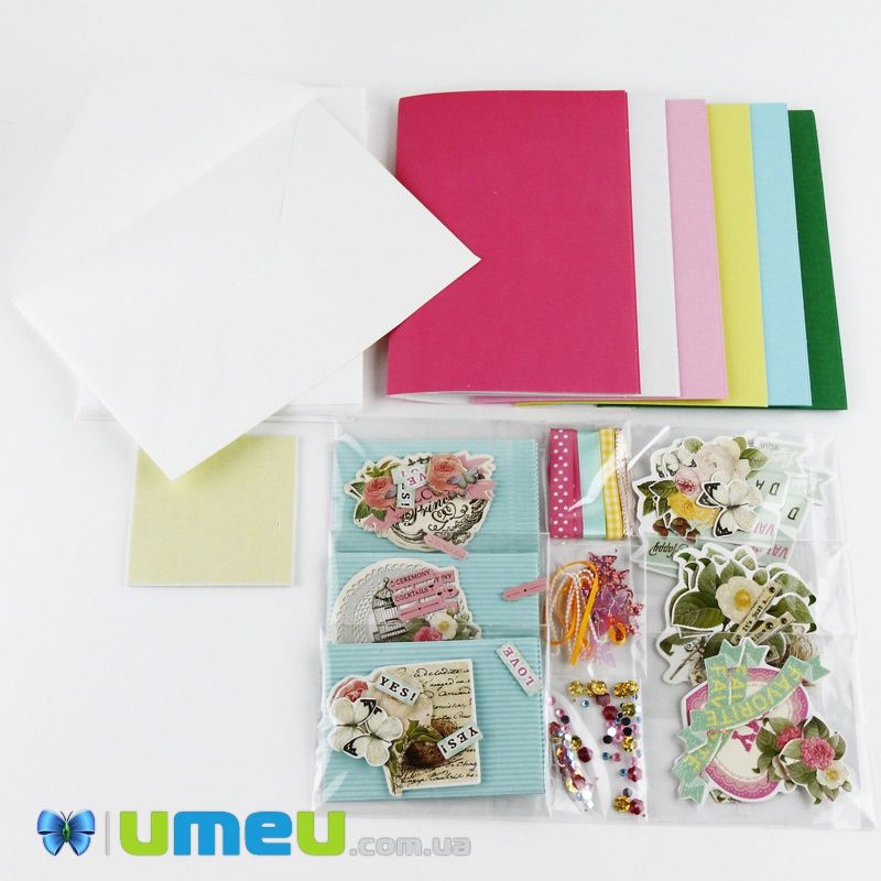 Набір скрапбукінгу для виготовлення 6-ти міні-листівок з конвертами (DIF-032802)