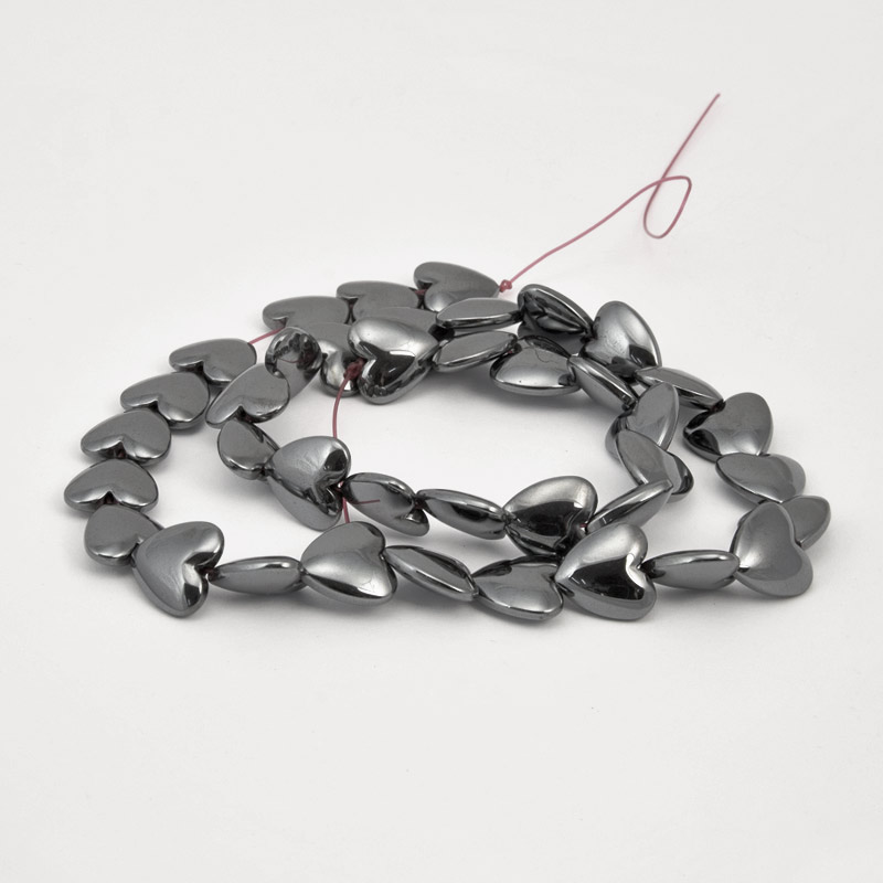 Намистини Гематит, Нат. камінь, Серце, 12х12х4 мм (BUS-057820)