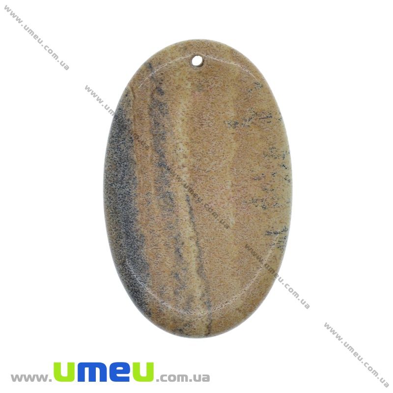 Підвіска з натурального каменю Яшма пейзажна, Овал, 54х34 мм (POD-031617)