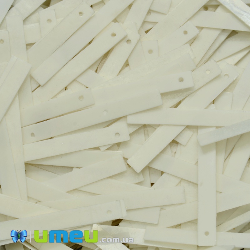 Паєтки Індія прямокутні, 34х4 мм, Кремові (PAI-037868)