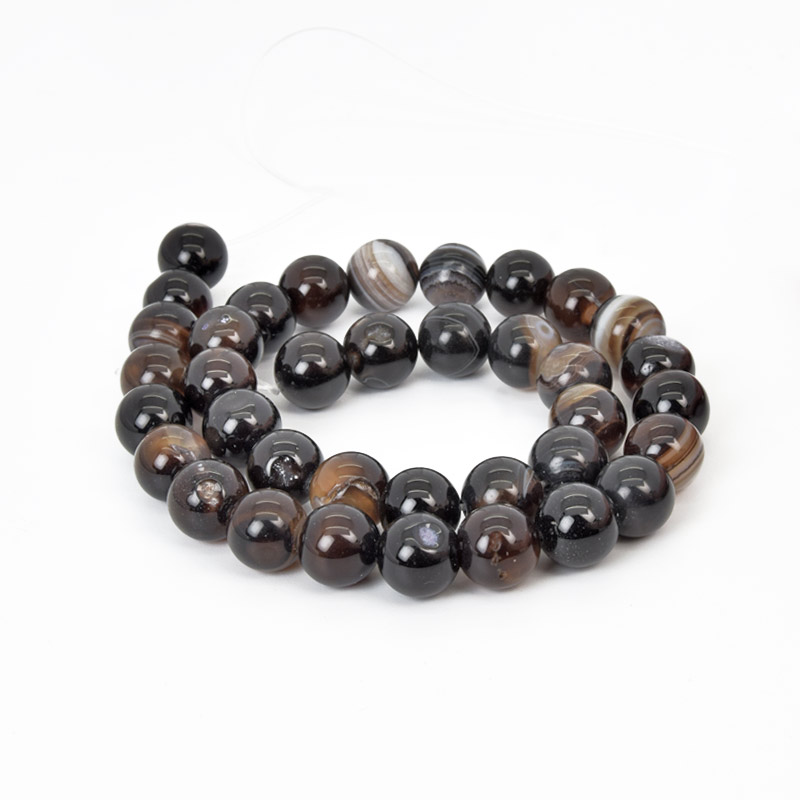 Намистини Агат коричневий, Натур. камінь, 10 мм, Круглі (BUS-058092)