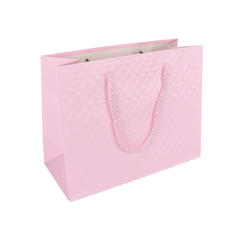 Подарочный пакет Ромбики, 23х17,5х10 см, Розовый (UPK-035628)