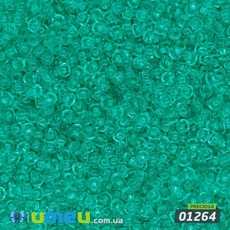 Бісер чеський №159/01264, Бірюзовий світлий, Прозорий, 10/0 (BIS-043757)