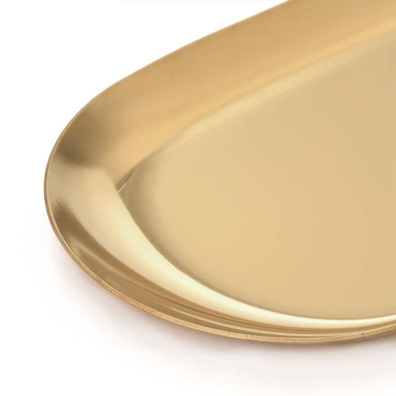 Декоративная тарелка из нерж. ст., 180х85х10 мм, Овальная, Золото (INS-051982)