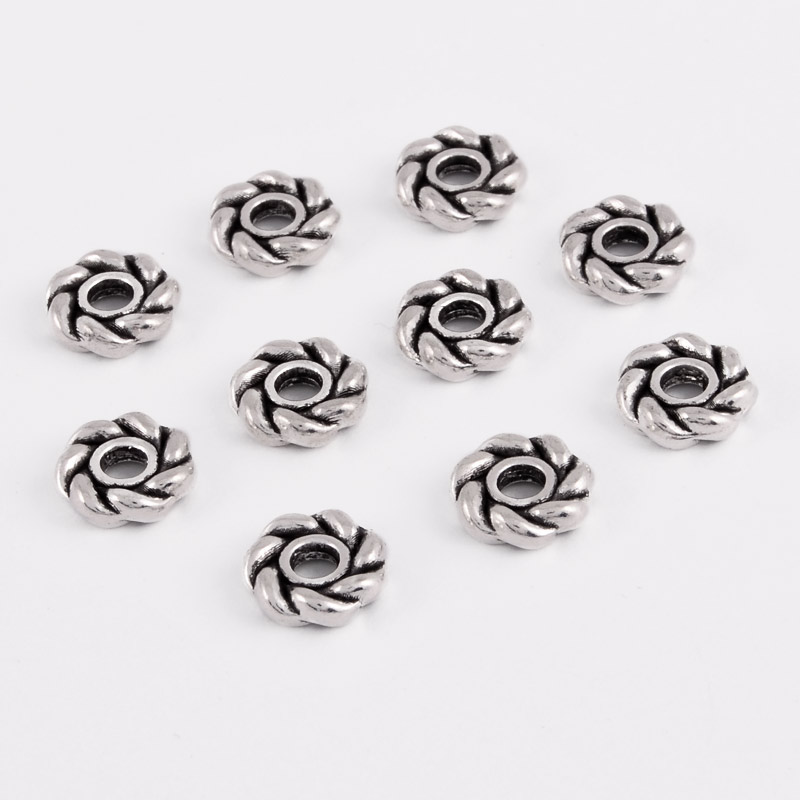 Намистини-розділювачі мет., 8х2,3 мм, Античне срібло (BUS-055346)