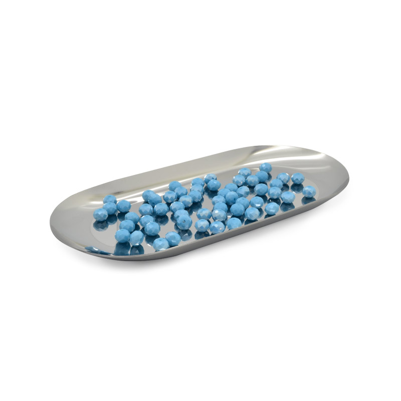 Декоративна тарілка з нерж. ст., 180х85х10 мм, Овальна, Темне срібло (INS-051981)