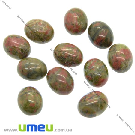 Кабошон нат. камень Унакит, Овал, 10х8 мм (KAB-008062)