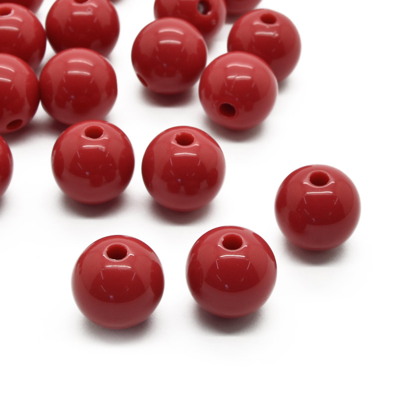 Намистини для сумок ОПТ, Пластикові, Круглі, 12 мм, Червоні (BUS-060790)