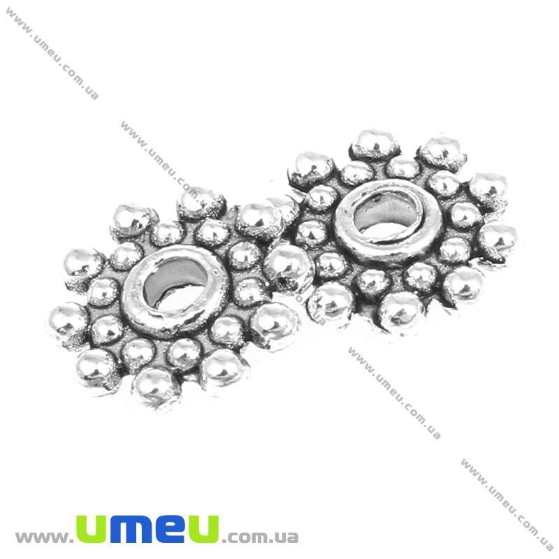 Бусина-разделитель мет., 8х2 мм, Античное серебро, 1 шт (BUS-001134)